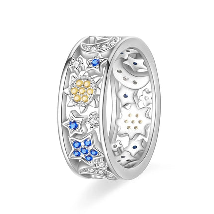 Rings For Women 100% 925 Sterling Silver Pink Heart Crown Star Moon Snowflake Zircon Rings Fashion Engagement Wedding Jewelry