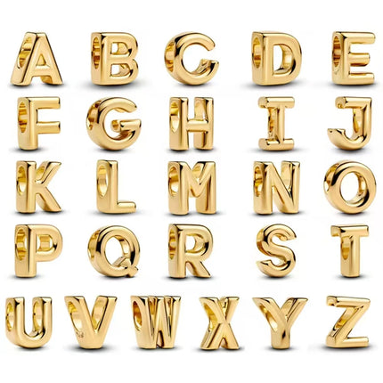 A-Z Alphabet Beads Charms Fit Original 925 Sterling Silver Bracelets Charm 26 Letters Charm for Women Girl DIY Fine Jewelry Gift