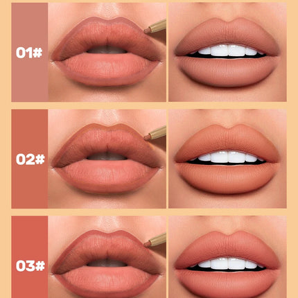 With Silicone Brush Lip Liner Pen Double-head Automatic Silky Soft Coffee Brown Smudging Full Lip Shape Outline Contour Makeup