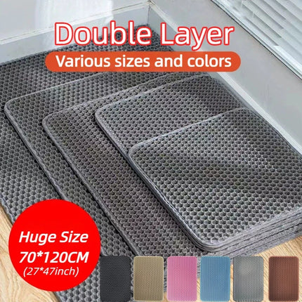 Cat Litter Mat Double Layer Pet Non-Slip Large Pet Litter Box Filter Mat Wear-Resistant Waterproof Anti-Slip Cat Litter Mat