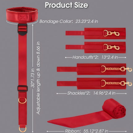 Binding Set BDSM Sex Toys Handcuffs Eye Masks Chains Collars Neck To Wrist Leather Restraints Sex Toys Can Be Adjusted
