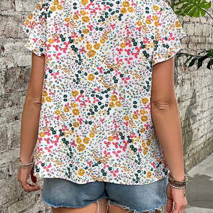Women's plus-size full-flower print casual commuter shirt top