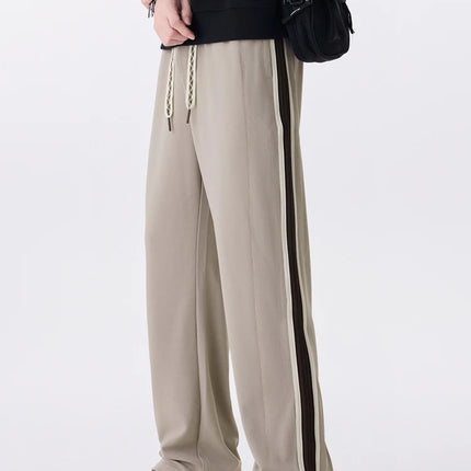 2025 Autumn New Straight Sweatpants Men Korean Fashion 330gsm Stretch Knit Sports Pants Loose Fit Wide Leg Casual Trousers