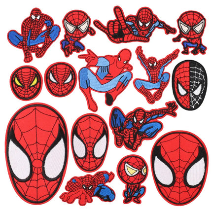 15pcs Spiderman embroidery Patch DIY Clothes Stickers Sew on Embroidery Patches Applique Iron on Clothing Pants Decor Sewing
