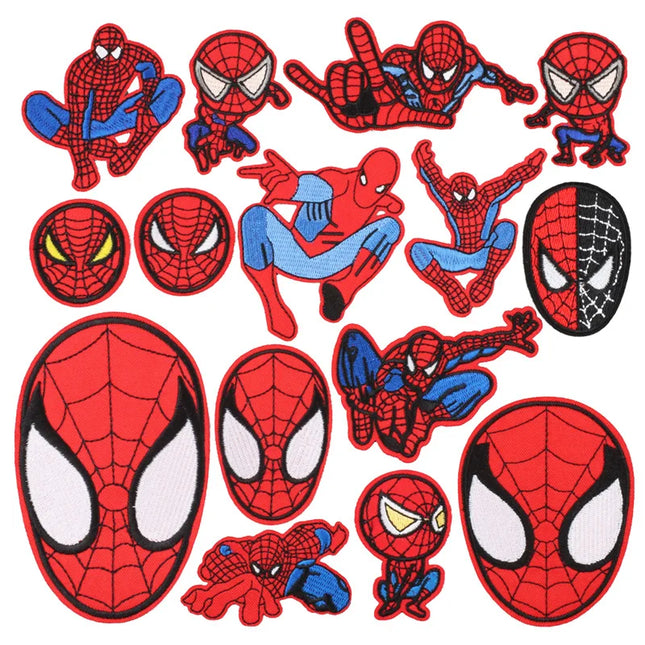 15pcs Spiderman embroidery Patch DIY Clothes Stickers Sew on Embroidery Patches Applique Iron on Clothing Pants Decor Sewing