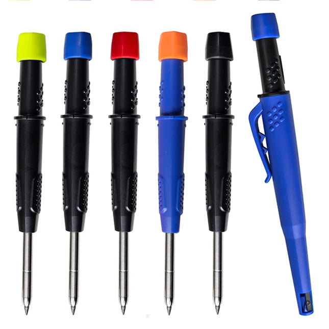 2.8mm Woodworking Mechanical Pencil with Protective Cover Pencil Sharpener Multicolor 2B Lead Core Deep Hole Marking Pencil