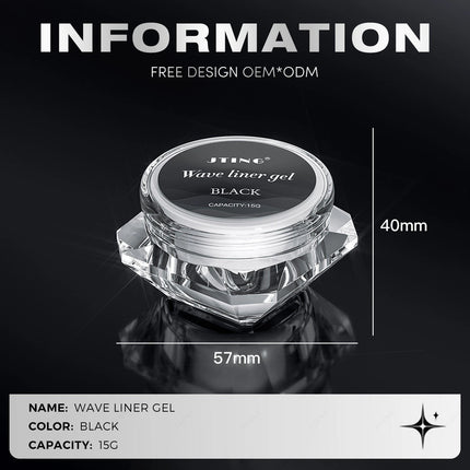 JTING 1/3pcs Professional Black Wave Liner Gel Polish 3D Effect Sticky Diamond Modelling Gel Nail Polish