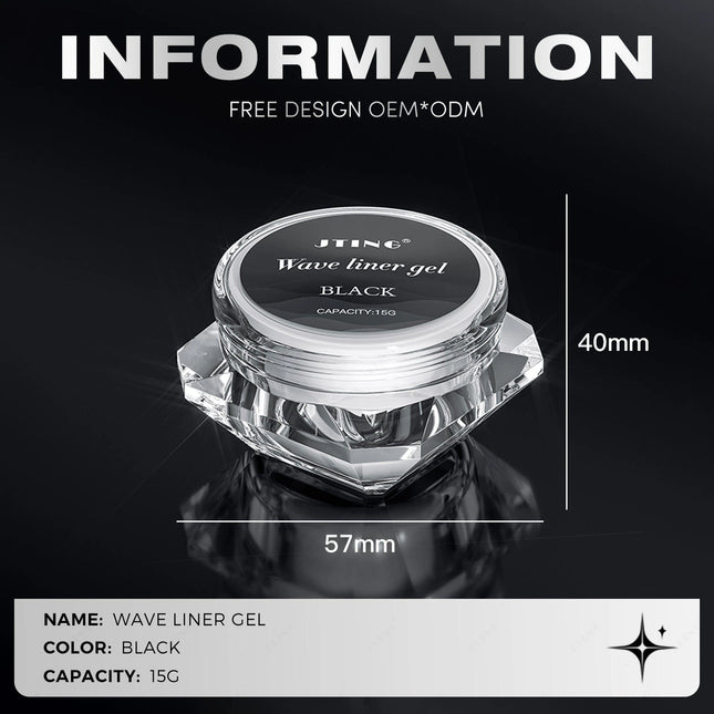 JTING 1/3pcs Professional Black Wave Liner Gel Polish 3D Effect Sticky Diamond Modelling Gel Nail Polish