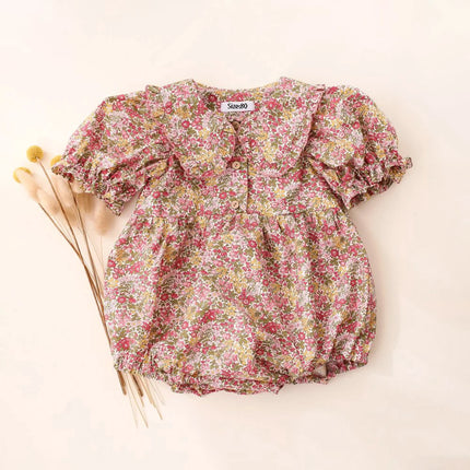 Floral Summer Baby Girl Playsuit Short Sleeve Cotton Baby Girl Romper Newborn Baby One-piece