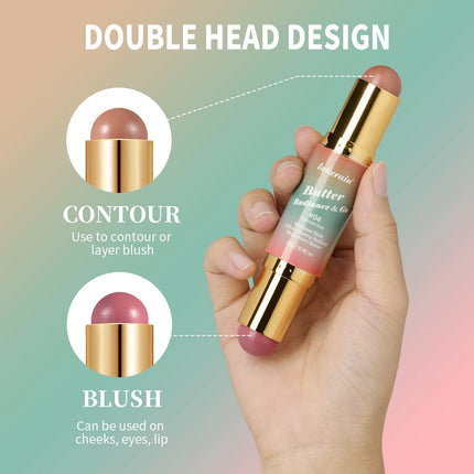 Lakerain Butter Makeup Stick Nature Bronze Colored Matte Effect Moisturizing Smooth Dual-head Design Multi-purpose Makeup Stick