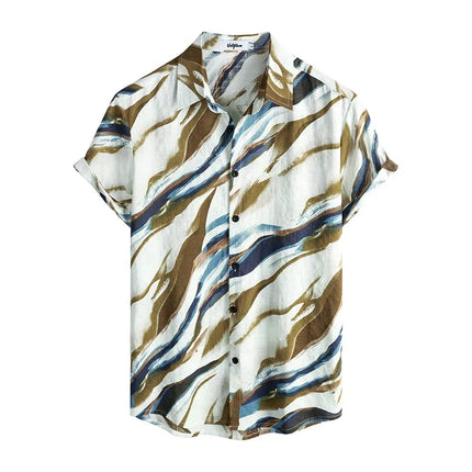 Mens Casual Hawaiian Floral Shirts 3D Full Print Short Sleeve Button Down Tropical Beach Shirts for Men Camisa Manga Masculina