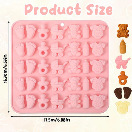 Baby Shower Chocolate Mold,Baby Onesie Pacifier Silicone Mold  Baby Feet Molds Baby Bottle Cradles Bite Size Chocolate Molds