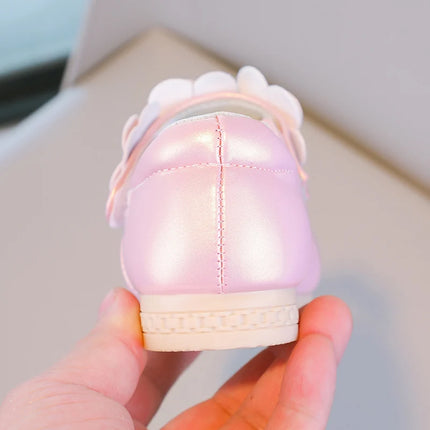 Autumn Girl's Mary Janes Appliques Low Heel Beautiful Kids Princess Shoe Three Colors Pointed Toe Breathable Children Shoe 26-36