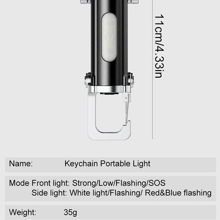 Portable Rechargeable LED COB Keychain Handheld Flashlights With Hook Hanging Emergency  Work Lamp For Camping Walking Hiking