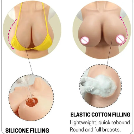 Realistic Silicone Breast Prosthetics for Crossdressing Fake busty boobs Half-Body Style I＆K Cup Comfortable And Natural-Looking