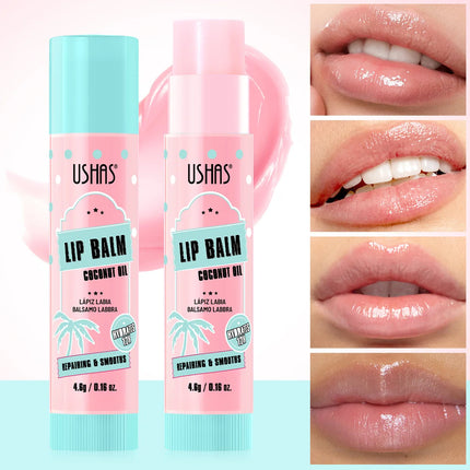 2pcs Coconut Oil Lip Balm Deep Moisturizing Lipstick Natural Plant Essence Lipbalm Prevents Chapped Lips Care for Dry Lips