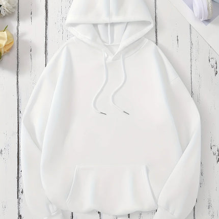 Faith Over Fear Print Kangaroo Pocket Hoodie, Casual Long Sleeve Drawstring Hooded Sweatshirt, Women's Clothing