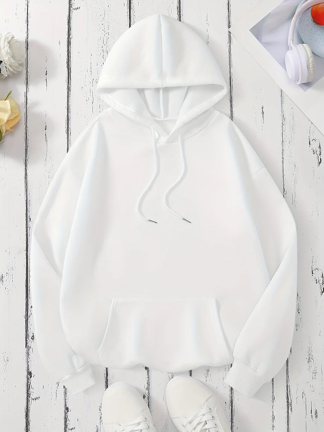 Faith Over Fear Print Kangaroo Pocket Hoodie, Casual Long Sleeve Drawstring Hooded Sweatshirt, Women's Clothing
