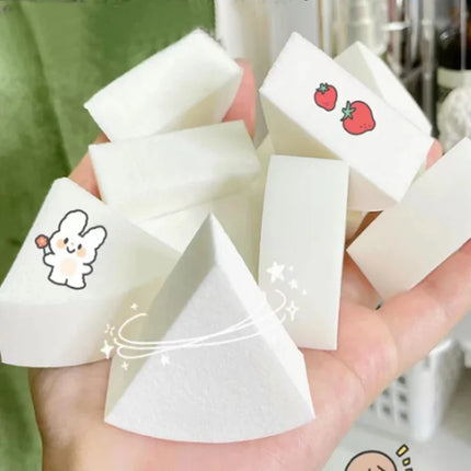 60pcs Triangle Makeup Sponge Soft Fan Shaped Puff Liquid Foundation Concealer Cream Tool Detail Powder Puff Cosmetics Applicator