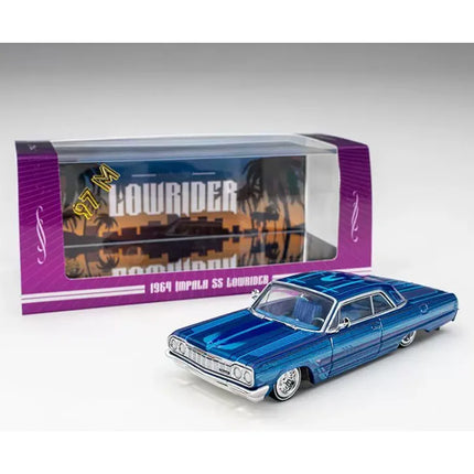97M 1/64 Scale Impala 1964 Impala SS LowRider Jumping Car Alloy Model Collection Decoration Decorative Piece