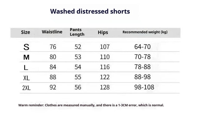 2025 Men's Casual Distressed Washed Shorts Loose Spring and Summer Solid Color Fashionable Streetwear Outdoor Breathable