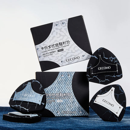 2PCS Denim Makeup Powder Puff Set Soft Skin-Friendly Dry & Wet Dual-Use Sponge Cushion For Liquid Foundation