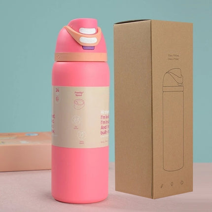New Iced Bottle Water Bottle Stainless Steel Thermos Cup Cold Straw Iced Coffee Mug Sports Kidsren's Water Cup24Oz 32 Oz