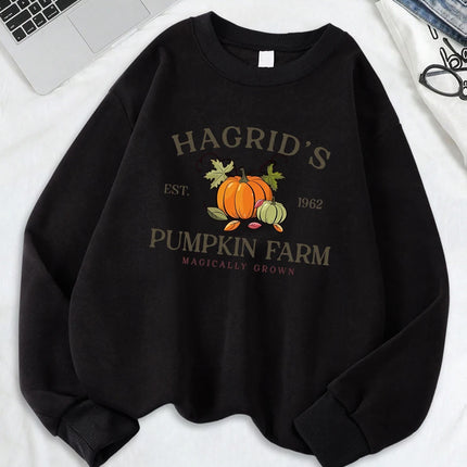 Hagrid'S Pumpkin Farm Printed Sweatshirts Women Casual Hoodie Warm Crewneck Clothes Winter Comfortable Sportswear