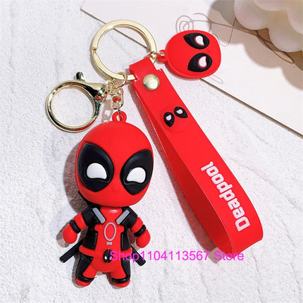 New Q Style Spider Hero Keychain Cartoon Super Heroes Deadpool Cute Doll Keyring Ornament Key Chain Pendant Kids Toys Gifts