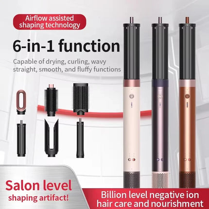 2026New 150000 RPM High-Speed Hair Dryer 6 in 1 Professional Hair Styling Tools Set with Straightener Curling Iron Multifunction