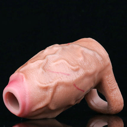 SXXY 2 Colors Silicone Realistic Deep Veins Open Head Penis Sleeve For Men Delay Ejaculation Soft Inner Thread Cock Ring Dick Sh