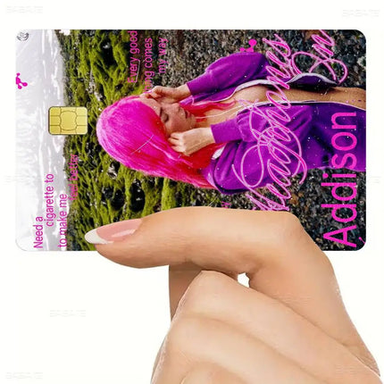Trendy Pop Singer Addison Rae 'Diet Pepsi' New Muisc Album Anime Young Debit Card Sticker Film Case Front Tape Small Big Chip