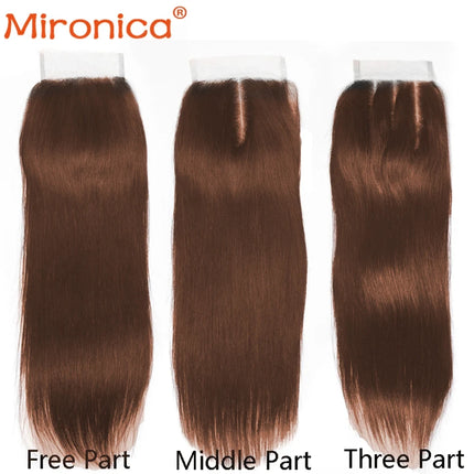 #4 Chocolate Brown Colored  Lace Closure Brazilian Bone Straight Remy Human Hair  Lace Closure Lace Frontal Human Hair Closure