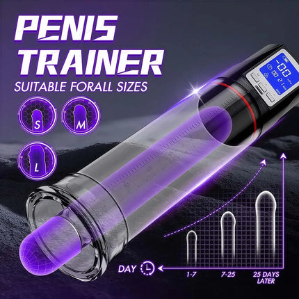 Automatic Electric Penis Pump Male Vacuum Suction Massager Delay Enlargement LED Display Masturbation Adult Sex Toys for Men