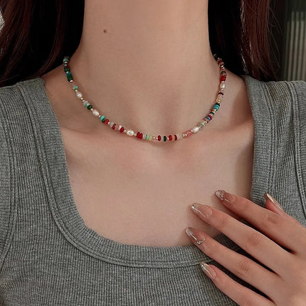 Freshwater Pearl Collar Chain Necklace for Women Elegant Stylish Handmade Beads Necklaces Jewelry Gift