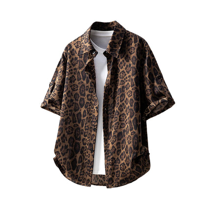 Summer 2026 Leopard Print Short-Sleeved Shorts Suit Men'S High-Quality Fashion Trend Comfortable Breathable Loose Casual Suit