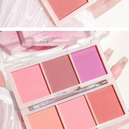 HISYI three-color blush matte natural nude makeup brightens the appearance and brightens the color. Three-color blush plate