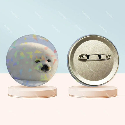 Cute Seal Sea Laser Button Pins Backpack Clothing Decor Brooch Fiction Badge Jewelry Gifts