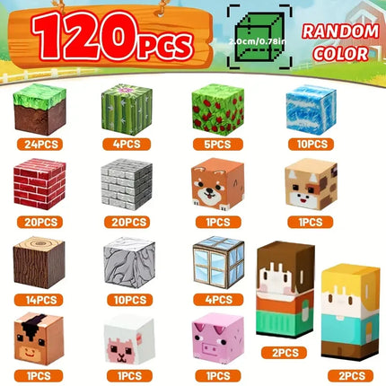 Magnetic Building Blocks Toy Mine World Stacking Create Forest House Architecture Cube Set Creativity Best Gift for Boy Girl Kid