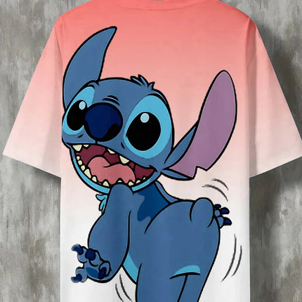 Men's Disney Lilo & Stitch 3D Funny Print T-shirt Casual Short Sleeve