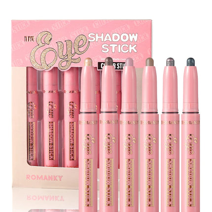 6Pcs Set Matte Effect Eyeshadow Stick   Natural and long-lasting Multi-purpose Shiny Metallic Matte Shimmer Highlighting Eyeline