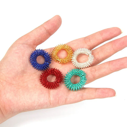 5PCS Stainless Steel Finger Massage Acupressure Ring Stress Relief Anxiety Teens Adults Stress Finger Toys For Adult Kids SBAMQ2