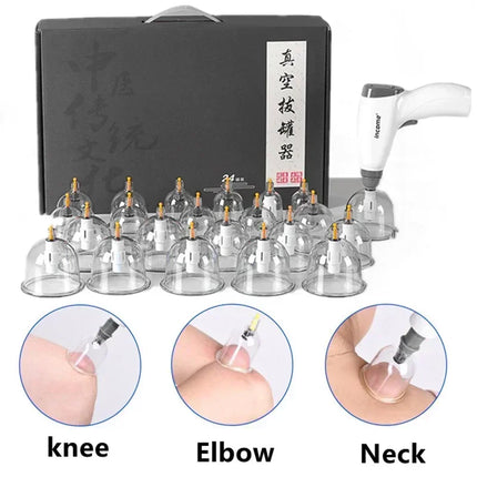 4/12/20/24 Cans Anti-Cellulite Suction Cups Vacuum Cupping Massage Set Chinese Physiotherapy Healthy Care For Body Massage Tool