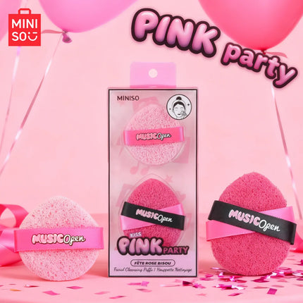MINIISO PinkParty Series Powder Puff Combination With 2 Pores For Fine And Skin Friendly Cleansing, Easy To Remove Makeup