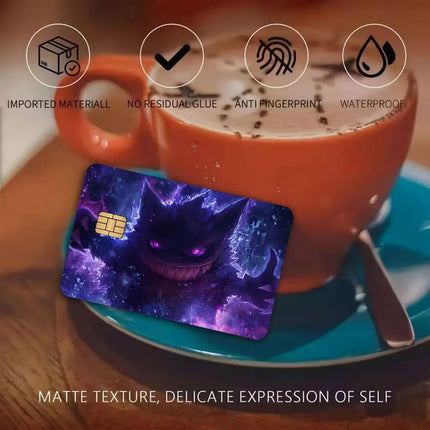 P-Pokemon Gengar Anime Diy Credit Debit Card Sticker Party Sticker Decoration Waterproof Small Chip Card Skin Sticker