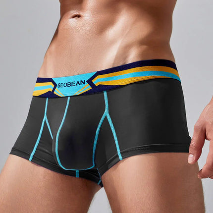 SEOBEAN Men's Sheer Boxer Briefs Nylon Low-Rise Underwear Lightweight Breathable Fashion Stylish Thin See-Through 230215 412114