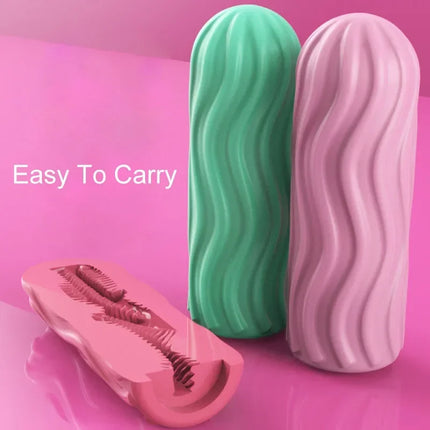 Male Masturbator Cup Manual Silicone Portable Sucking Airplane Cup Soft Vagina Blowjob Pocket Pussy Masturbation Sex Toy For Men