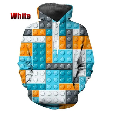 Funny Building Blocks Graphic Hoodie For Men Women 3D Printing Pullovers Oversized Men Hoodies Fashion Casual Sweatshirts Hoody