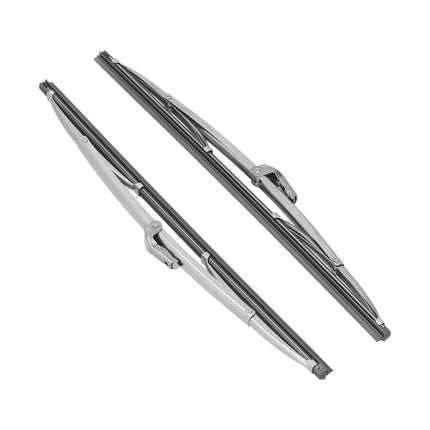 Front Wiper Blades 12in/30.48cm Front Windshield Wiper Blades Stainless Steel Polished Silver Universal for Car Wiper Blade Set