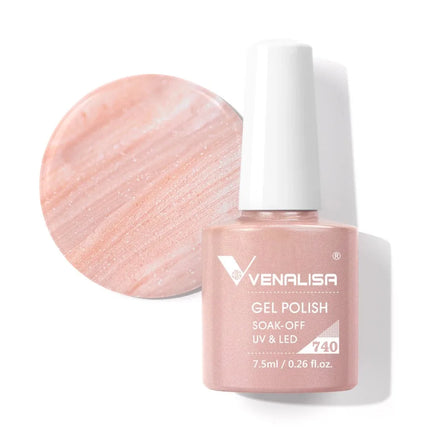 Venalisa 7.5ml Gel Nail Polish, White Cap, Glass Formula, No Wipe Top Coat, UV LED Soak-Off Glitter Color Nail Lacquer